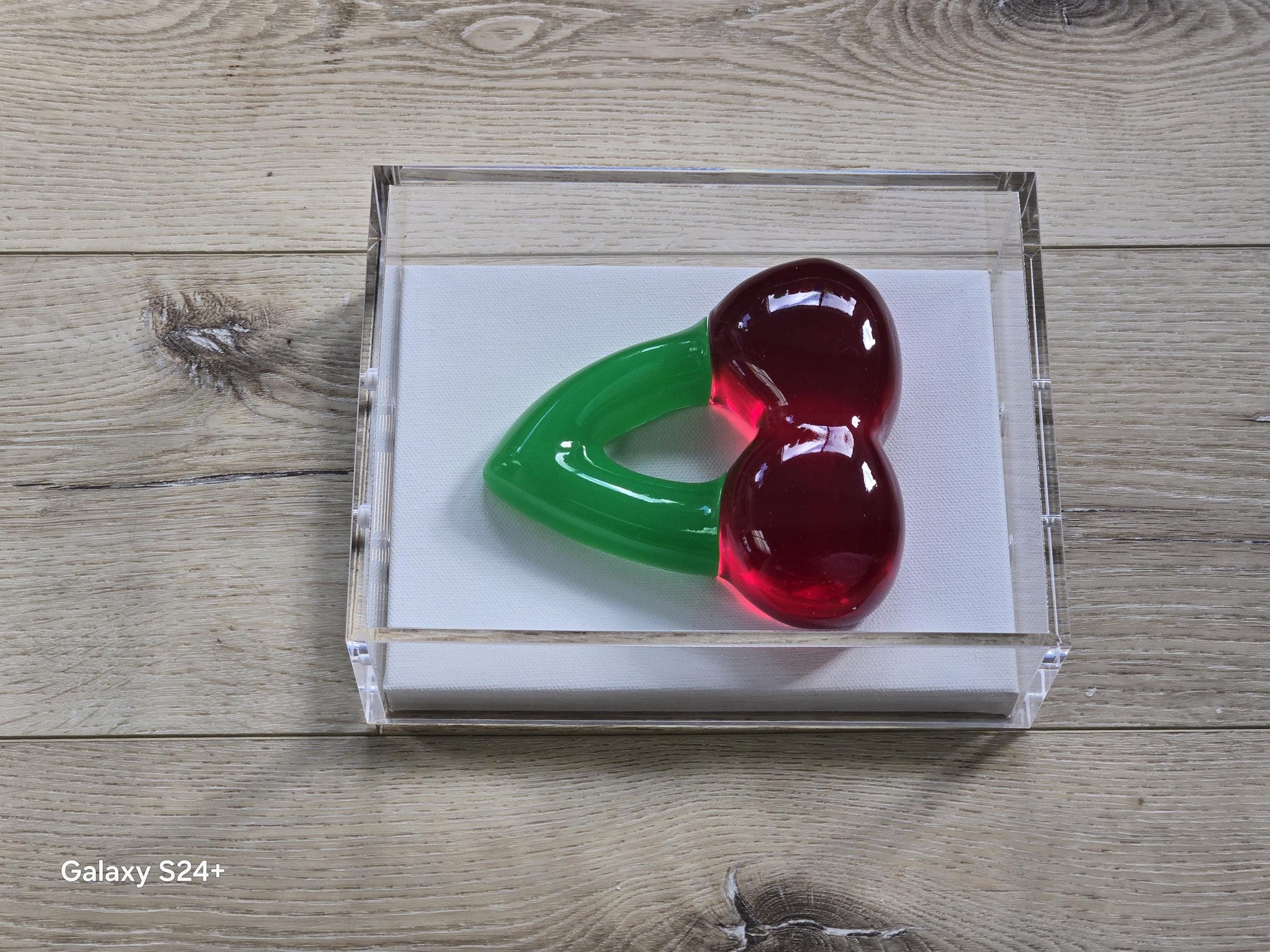 3D Cherry Gummy Wall Art | Resin Candy Sculpture in Acrylic Shadow Box (Nostalgic Decor)