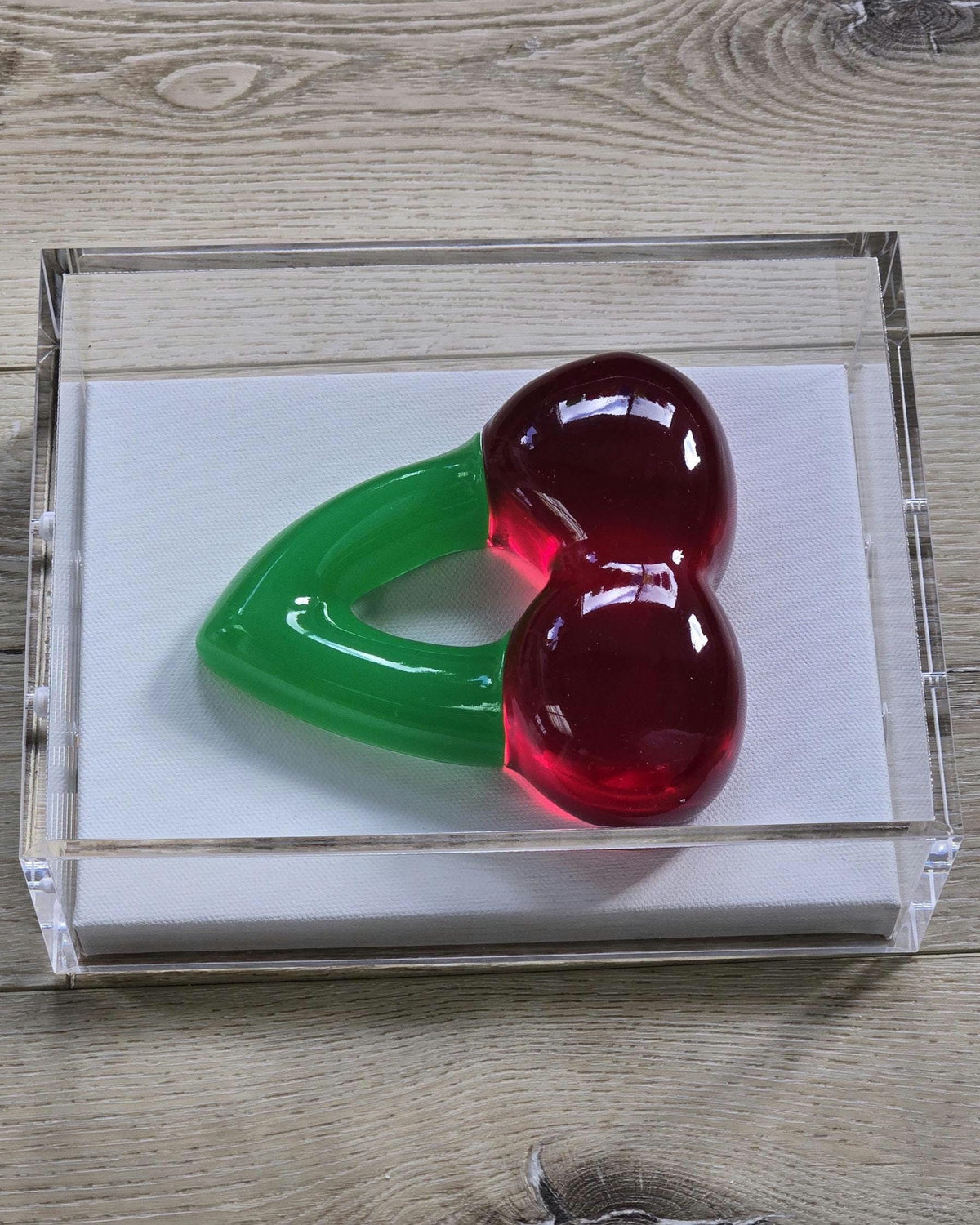3D Cherry Gummy Wall Art | Resin Candy Sculpture in Acrylic Shadow Box (Nostalgic Decor)