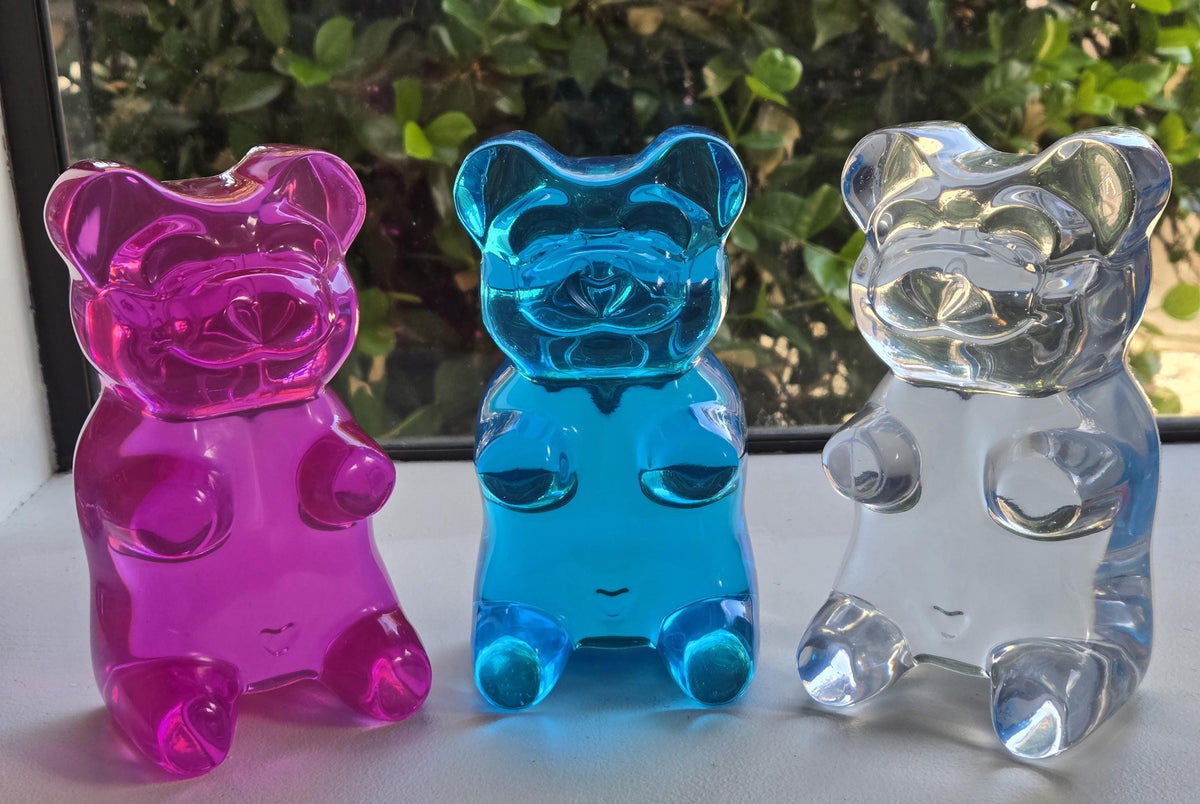 Nursery Wall Art, Modern Baby Girl Nursery Decor, 3D Transparent Gummy Bear Sculpture, Pastel Rainbow Ombre Room Decor, Whimsical Resin Art