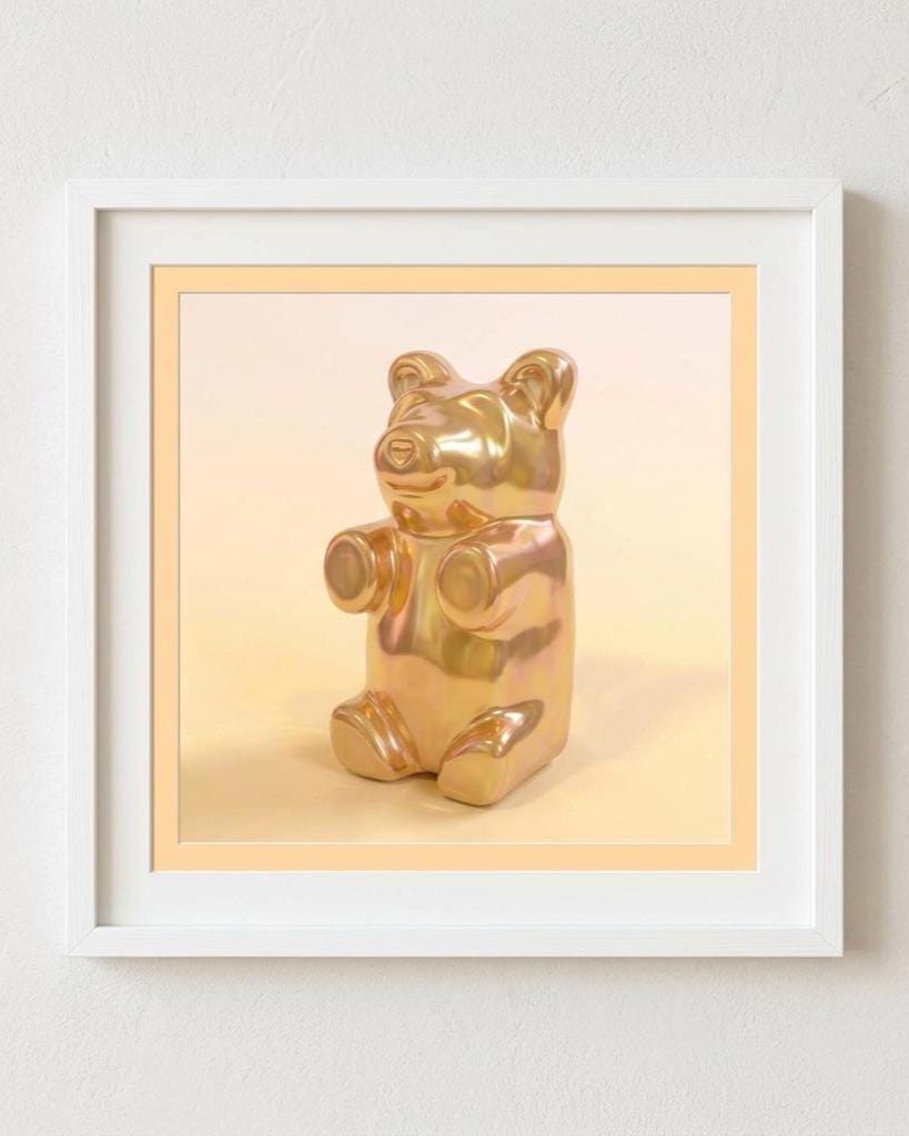 Gummy Bear Art Print | Modern Pop Art Candy Wall Decor | Pastel Nursery & Playroom Poster Iridescent Yellow