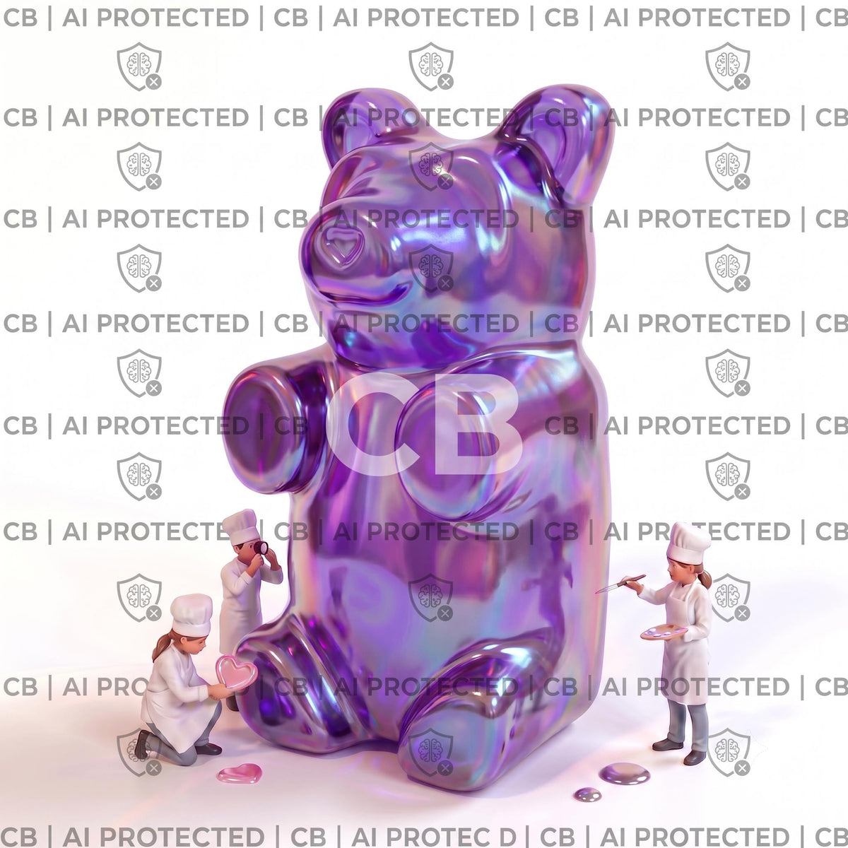 Iridescent Gummy Bear Pop Art Print | Pastel Nursery Wall Decor (12x12)