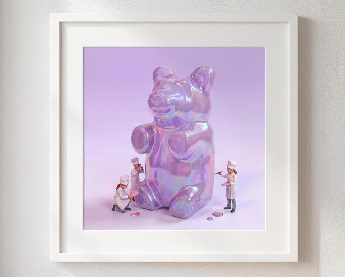 Iridescent Gummy Bear Pop Art Print | Pastel Nursery Wall Decor (12x12)