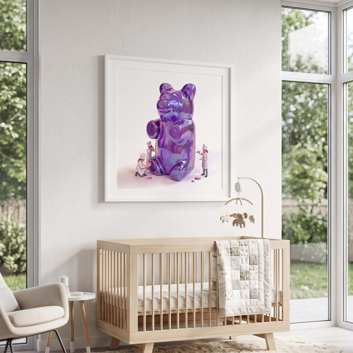 Iridescent Gummy Bear Pop Art Print | Pastel Nursery Wall Decor (12x12)