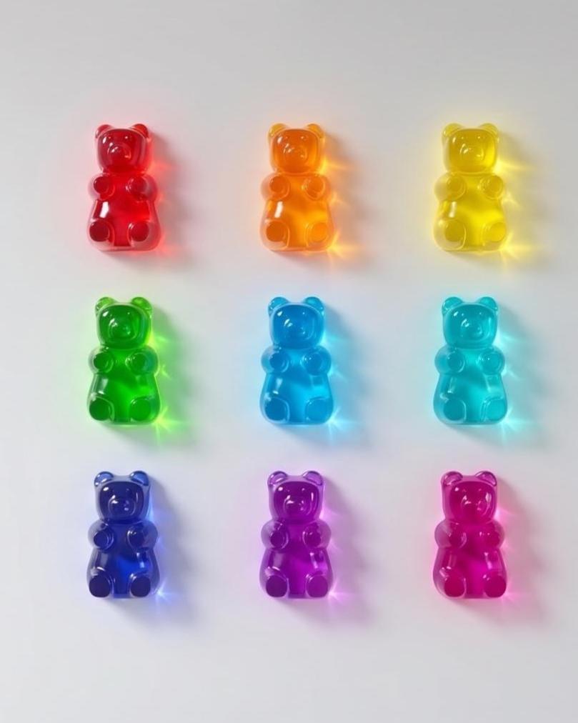 Gummy Bear Art | 3D Translucent Pop Art Sculpture | Colorful Modern Wall Decor | Nostalgic Candy Room Accent | 5 Inch