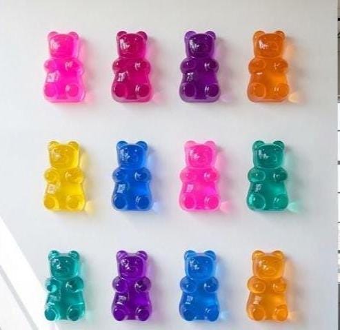 Gummy Bear Art | 3D Translucent Pop Art Sculpture | Colorful Modern Wall Decor | Nostalgic Candy Room Accent | 5 Inch