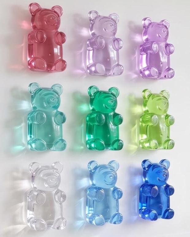 7" Giant Gummy Bear Desk Decor, Modern Office & Business Display, Translucent Resin Pop Art Sculpture