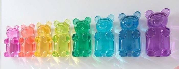 7" Giant Gummy Bear Desk Decor, Modern Office & Business Display, Translucent Resin Pop Art Sculpture
