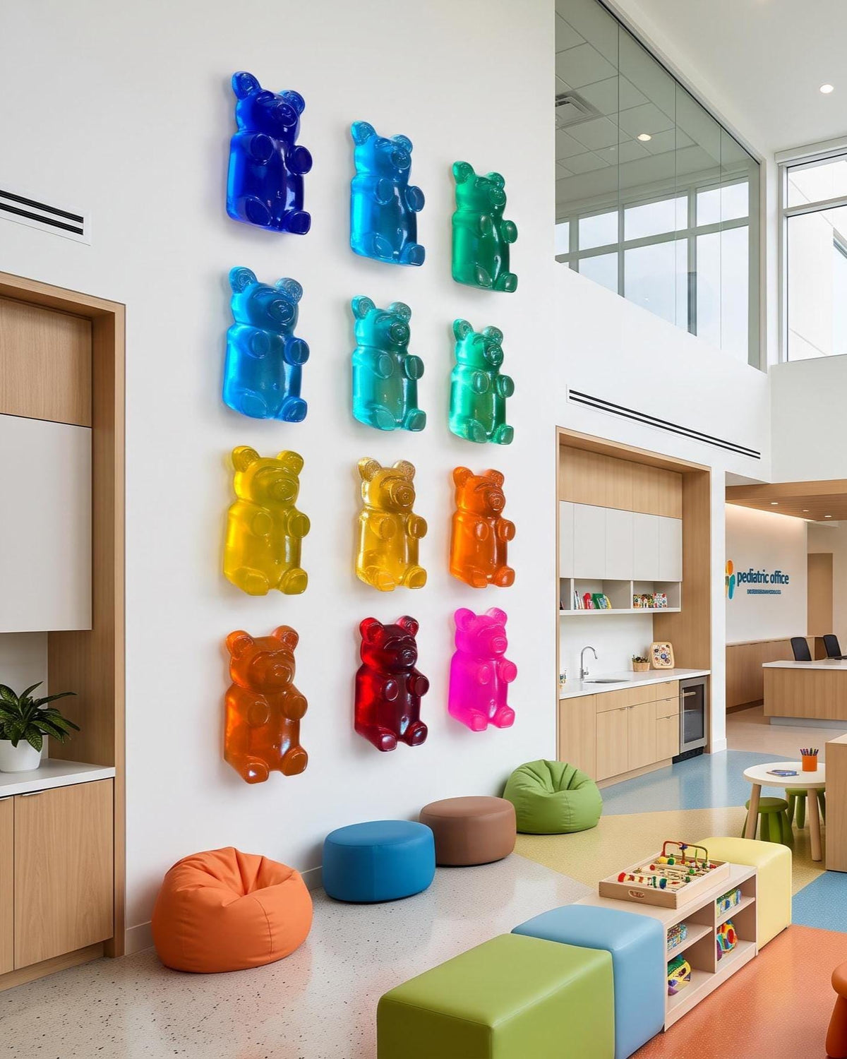 7" Giant Gummy Bear Desk Decor, Modern Office & Business Display, Translucent Resin Pop Art Sculpture