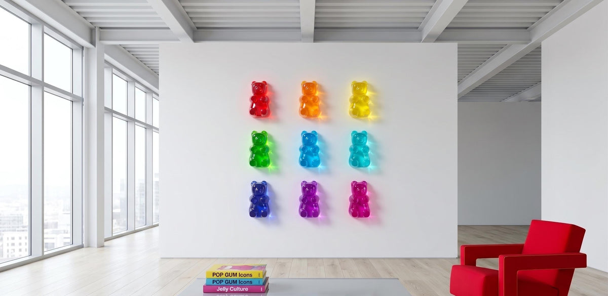 Giant 5 Inch Gummy Bear Resin Wall Sculpture: Pop Art Home Decor, Commercial Wall Art Installations