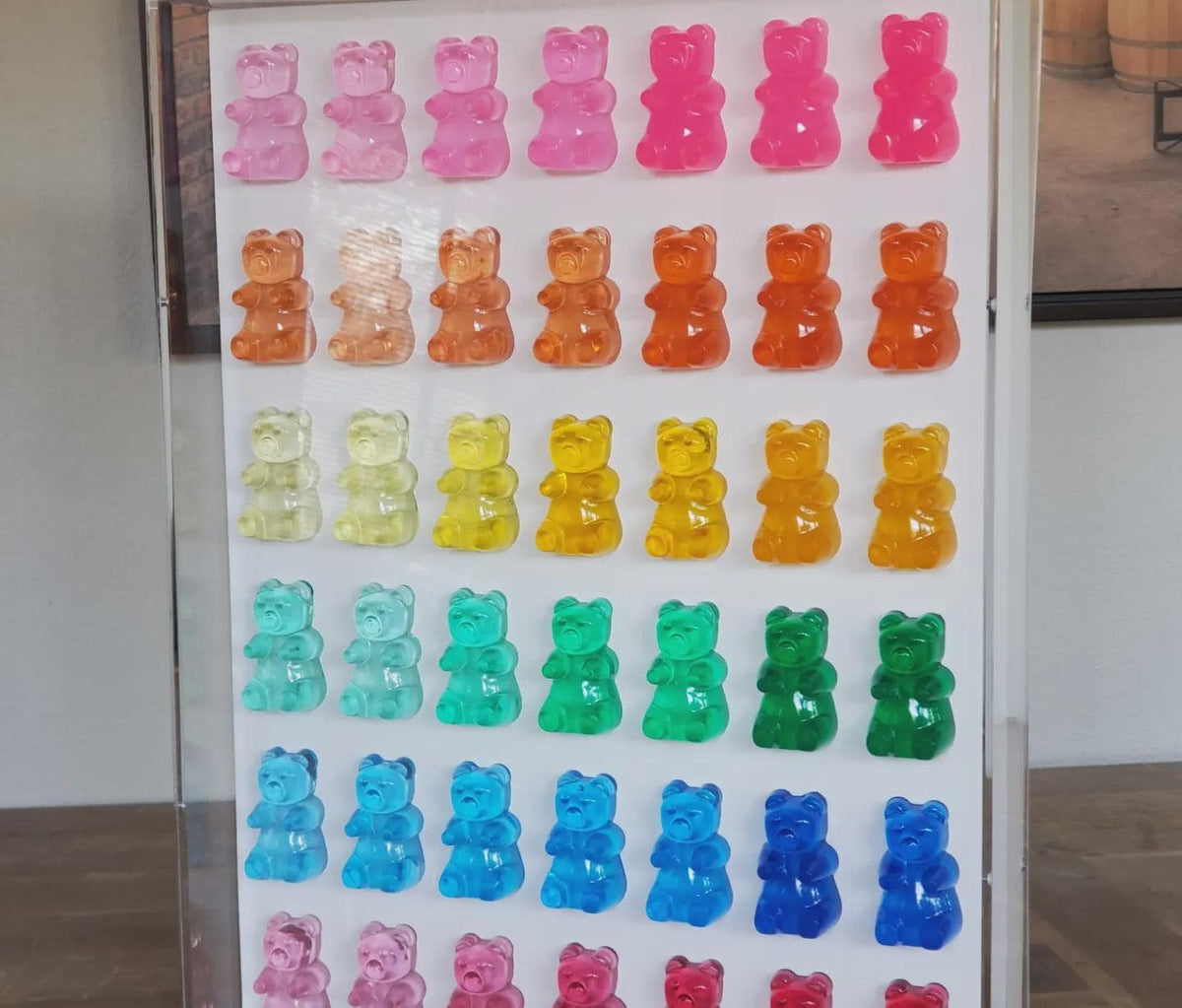 Candy Inspired Resin Gummy Bear Shadow Box: Modern Pop Art Wall Decor