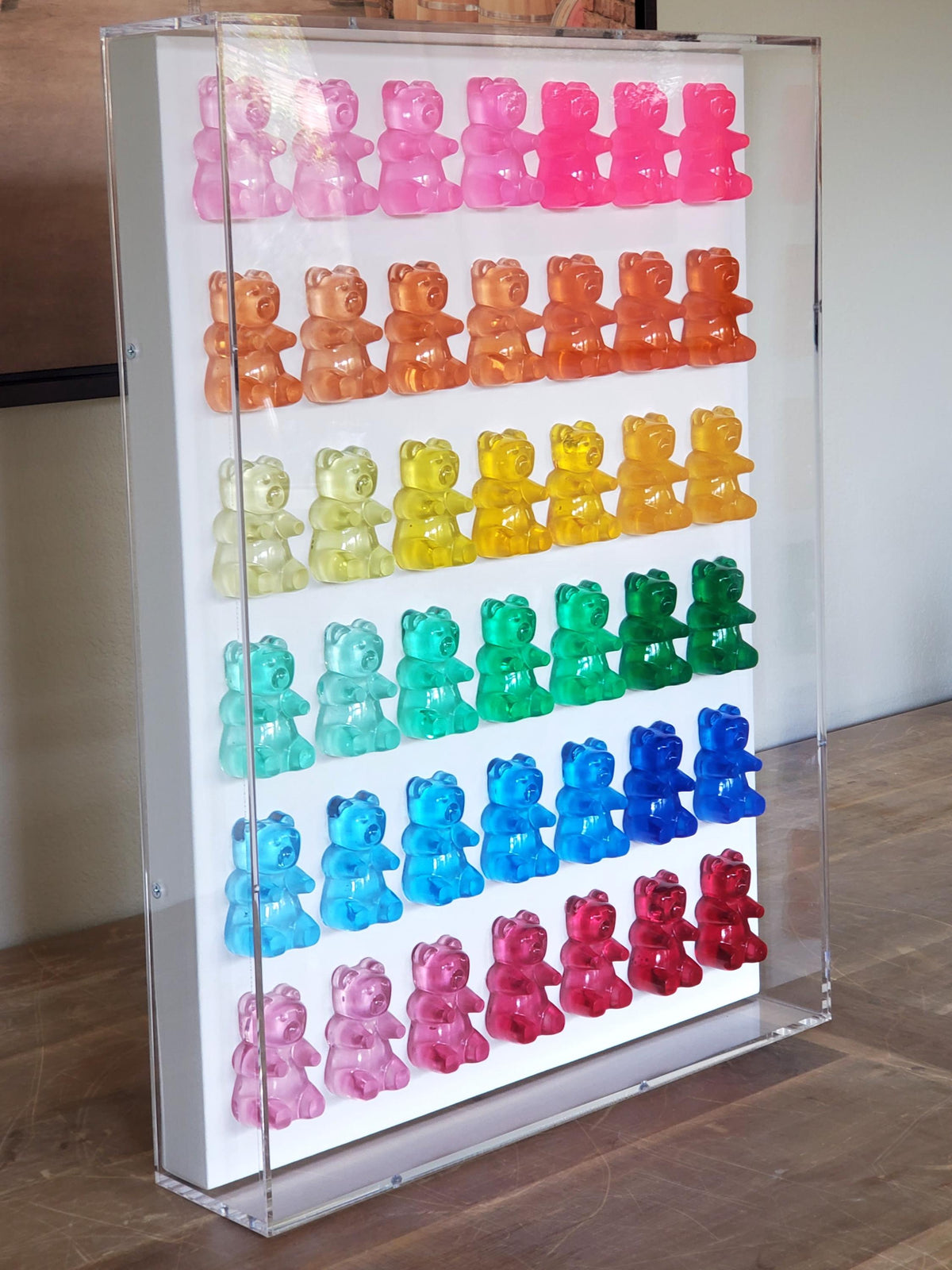 Candy Inspired Resin Gummy Bear Shadow Box: Modern Pop Art Wall Decor