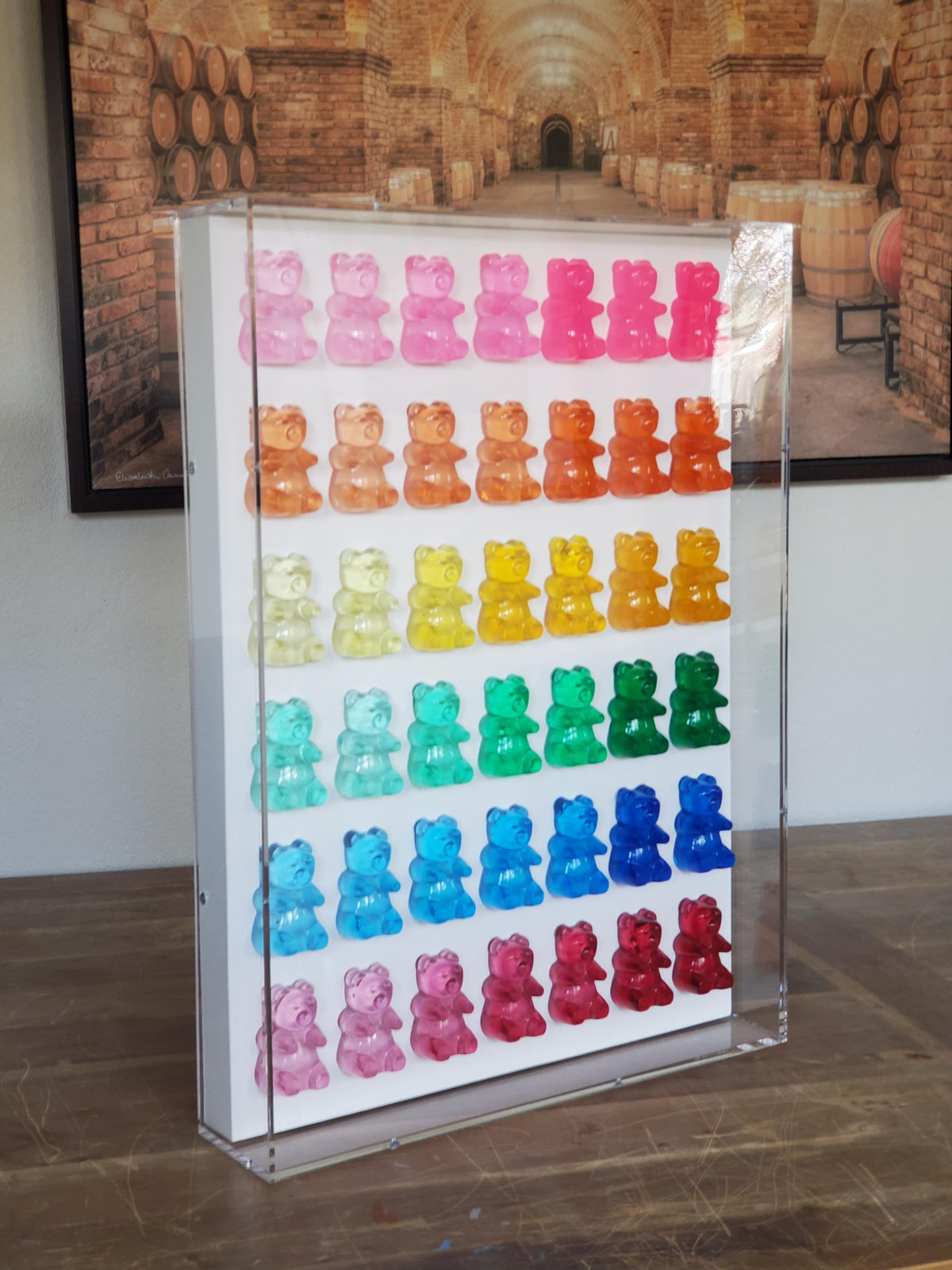 Candy Inspired Resin Gummy Bear Shadow Box: Modern Pop Art Wall Decor