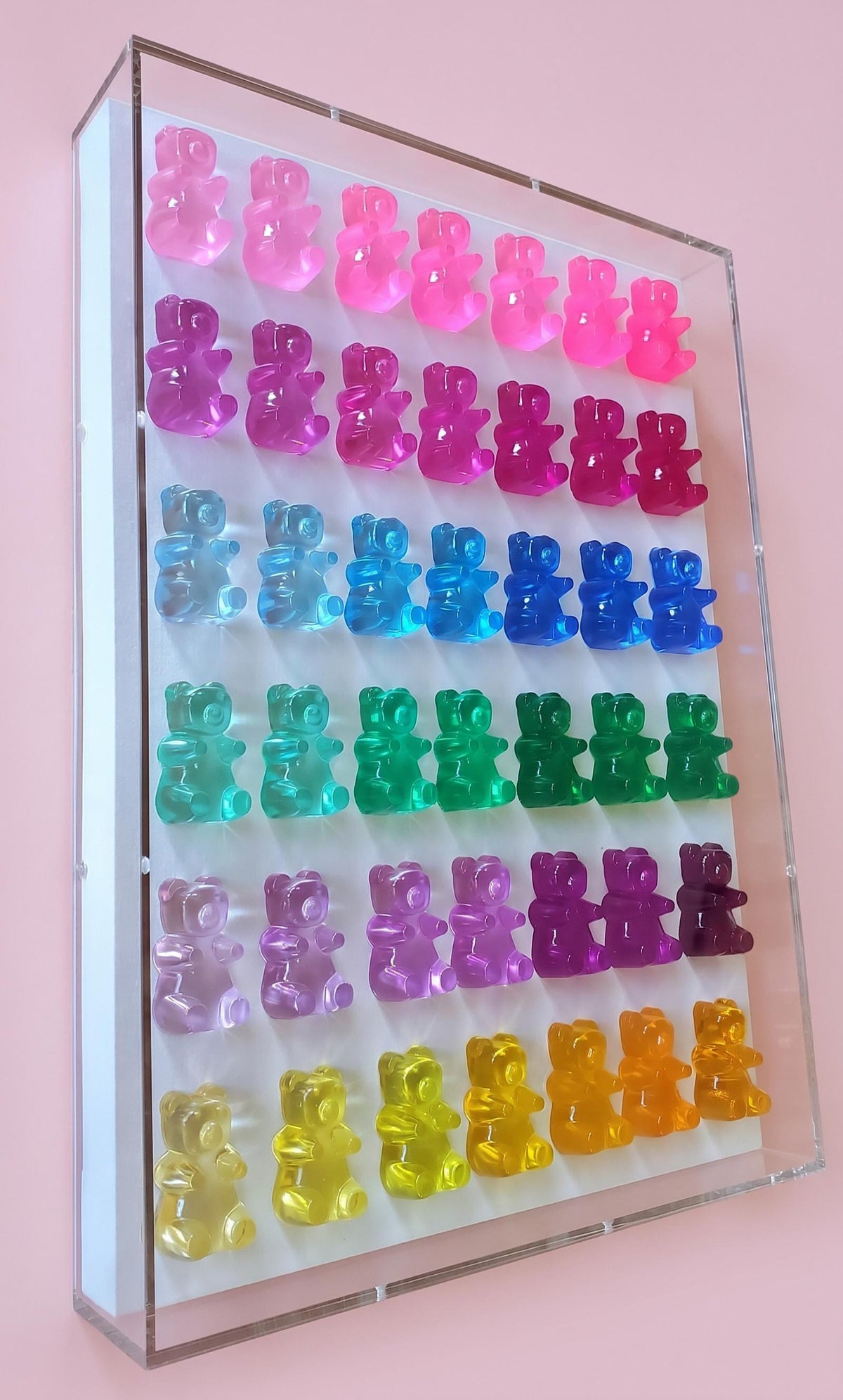 Candy Inspired Resin Gummy Bear Shadow Box: Modern Pop Art Wall Decor