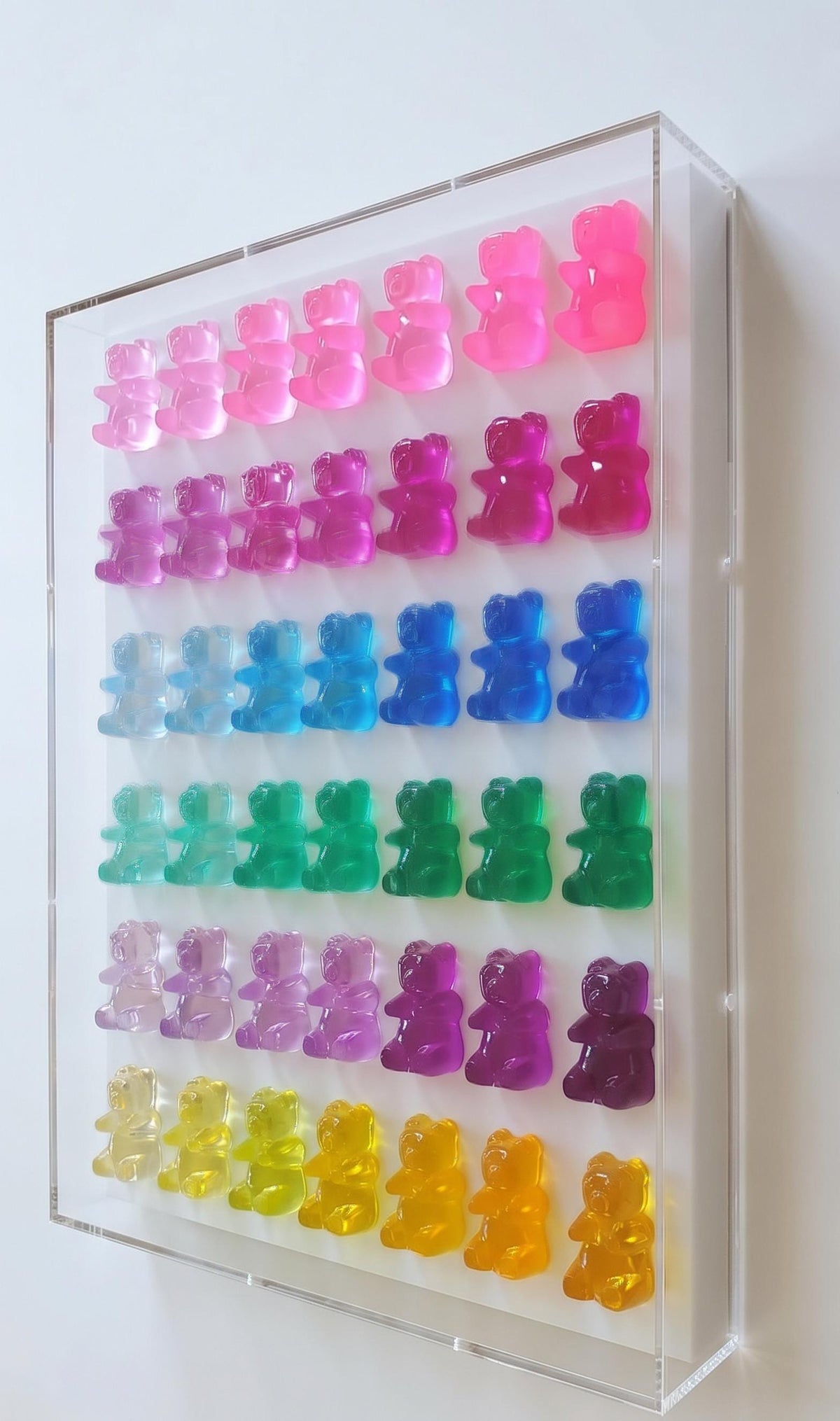 Candy Inspired Resin Gummy Bear Shadow Box: Modern Pop Art Wall Decor