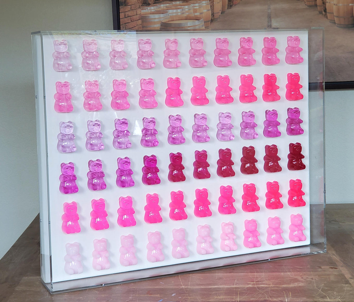 Candy Inspired Resin Gummy Bear Shadow Box: Modern Pop Art Wall Decor