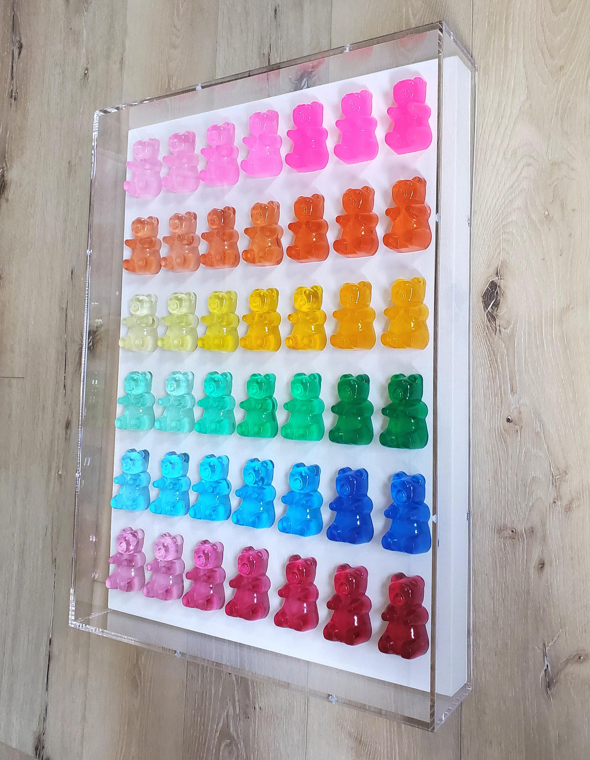 Candy Inspired Resin Gummy Bear Shadow Box: Modern Pop Art Wall Decor
