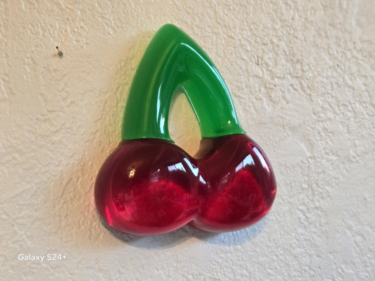 3D Cherry Gummy Wall Art | Resin Candy Sculpture in Acrylic Shadow Box (Nostalgic Decor)