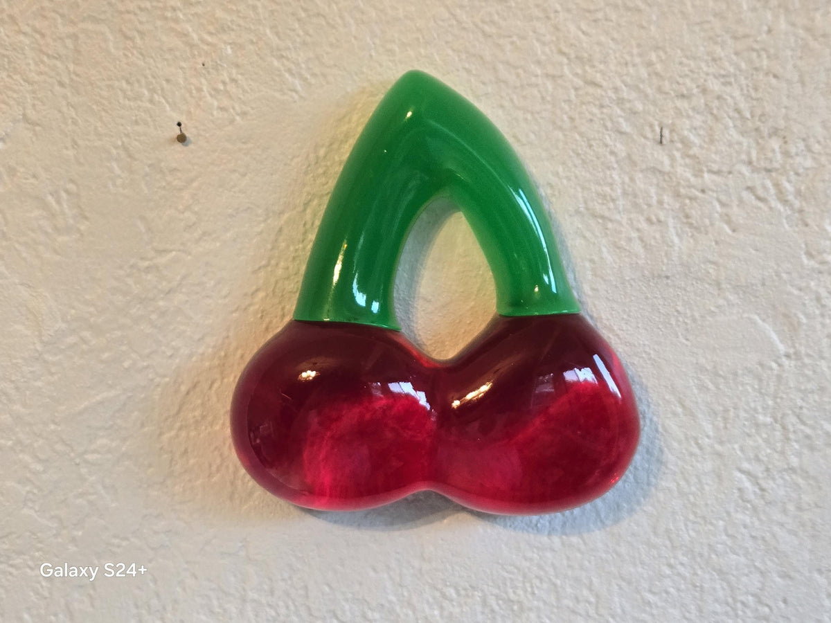 3D Cherry Gummy Wall Art | Resin Candy Sculpture in Acrylic Shadow Box (Nostalgic Decor)