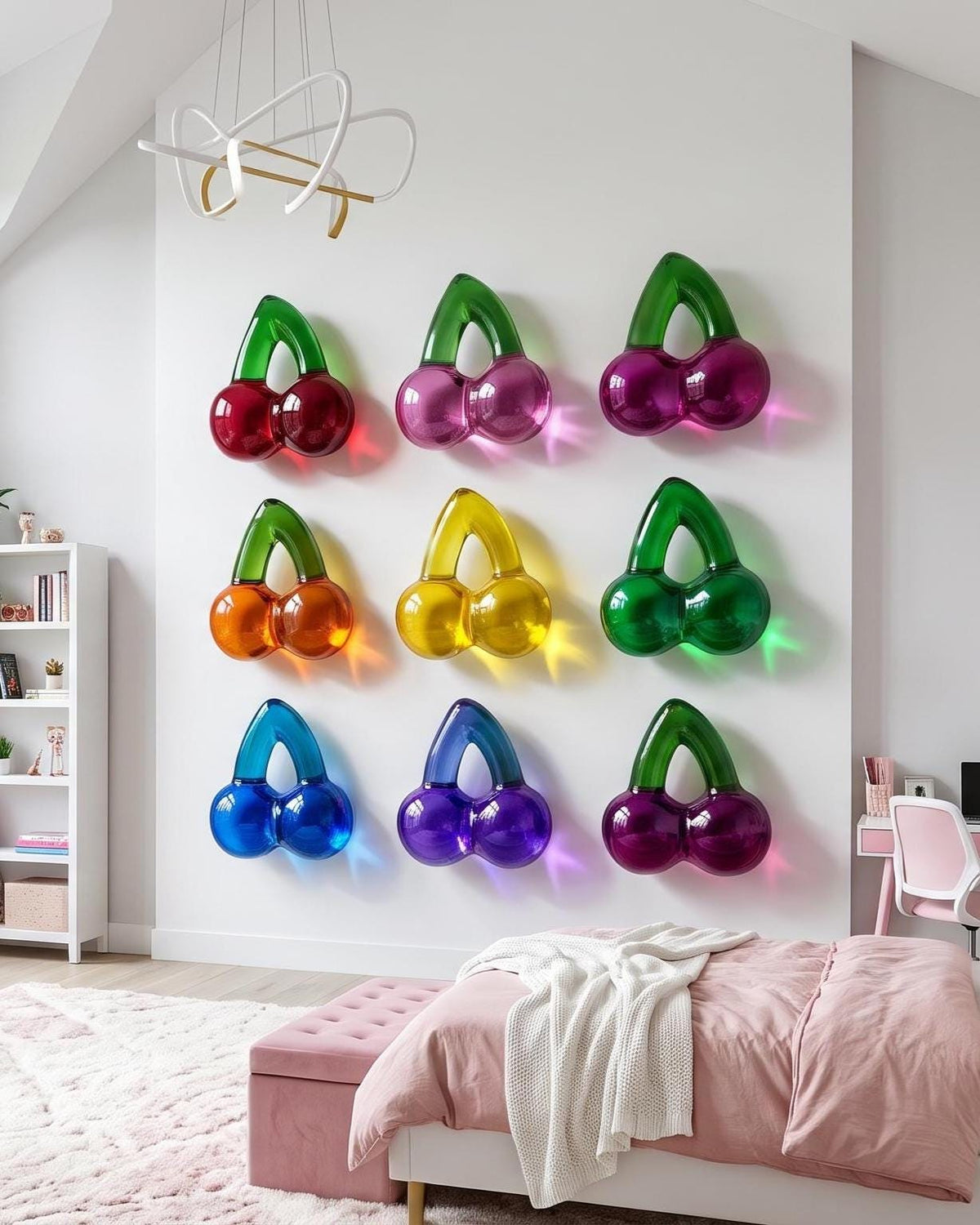 3D Cherry Gummy Wall Art | Resin Candy Sculpture in Acrylic Shadow Box (Nostalgic Decor)