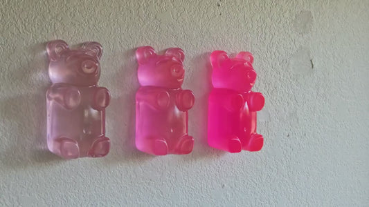 Giant 7 Inch Gummy Bear Wall Sculpture | Pop Art Decorative Object | Fun Kitchen Wall Art | Colorful Resin Shelf Art | Unique Wall Decor