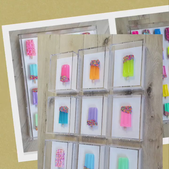 Candy Inspired Ice Pop Shadow Box Art:  Handmade Resin Sculpture, Modern Wall Decor