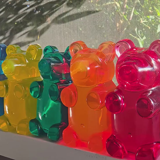 7" Giant Gummy Bear Desk Decor, Modern Office & Business Display, Translucent Resin Pop Art Sculpture