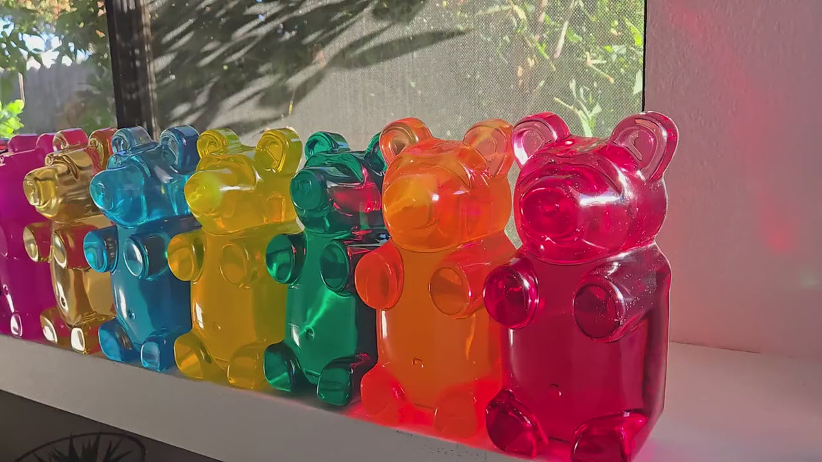 7" Giant Gummy Bear Desk Decor, Modern Office & Business Display, Translucent Resin Pop Art Sculpture