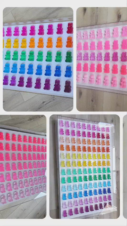 Rainbow Bear Pop Art: 3D Resin Candy Sculpture, Bright Whimsical Colors