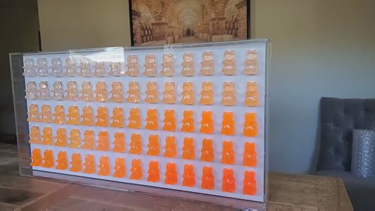 Candy Inspired Resin Bear Shadow Box Art: Modern Pop Sculpture