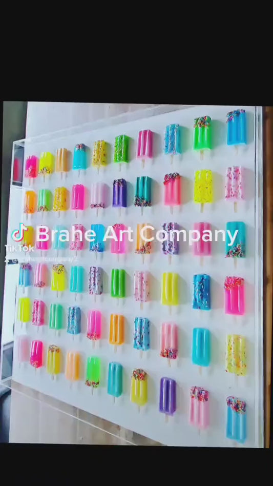 Colorful Pop Art Popsicle Wall Decor, Unique Resin Kitchen and Nursery Art