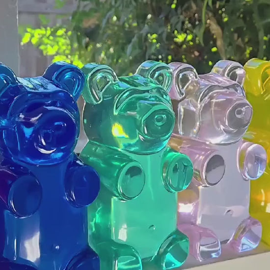 7" Giant Gummy Bear Desk Decor, Modern Office & Business Display, Translucent Resin Pop Art Sculpture