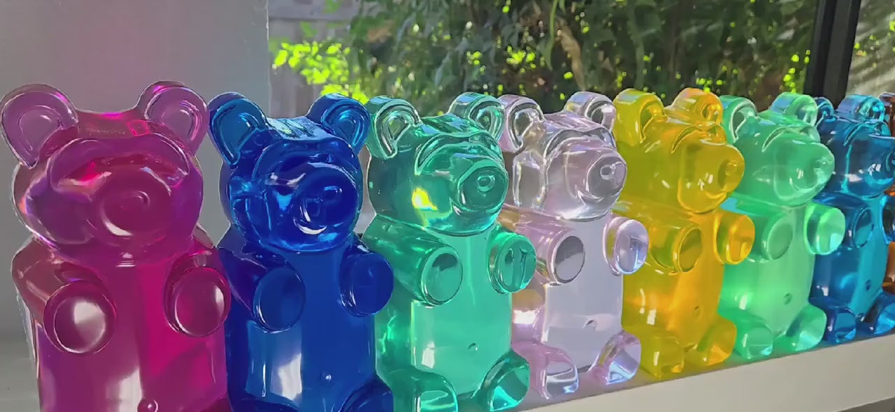7" Giant Gummy Bear Desk Decor, Modern Office & Business Display, Translucent Resin Pop Art Sculpture