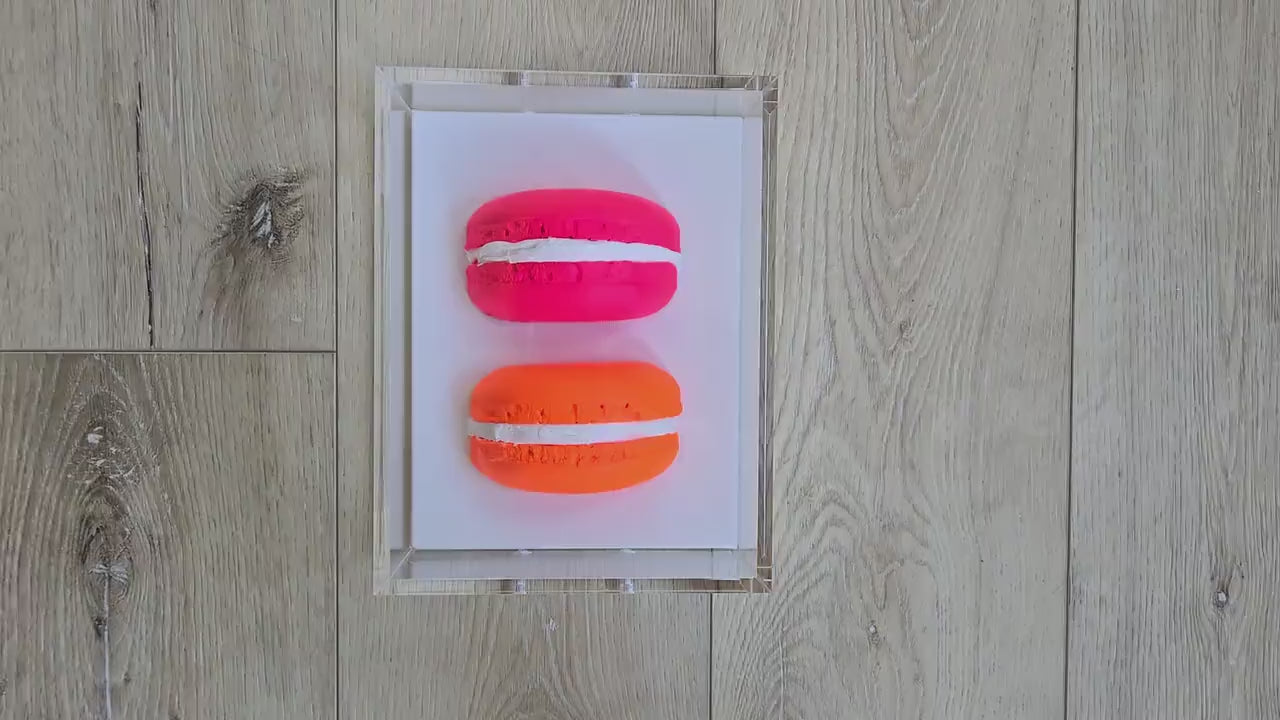 3D Macaroon Shadow Box Art – Whimsical Resin Sculpture, Neon Pop Art Decor