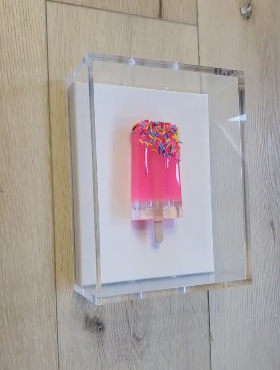 Gummy Bear & Ice Cream Bar Shadow Box Art - Candy Resin Wall Decor Customizable Colors