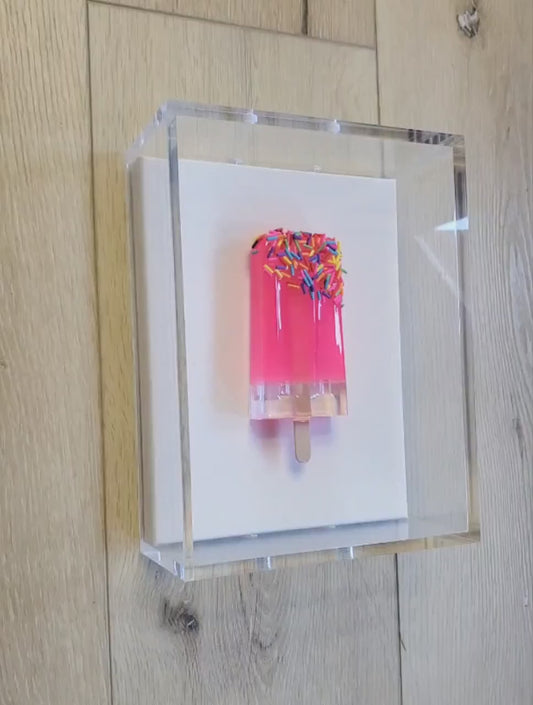 Gummy Bear & Ice Cream Bar Shadow Box Art - Candy Resin Wall Decor Customizable Colors