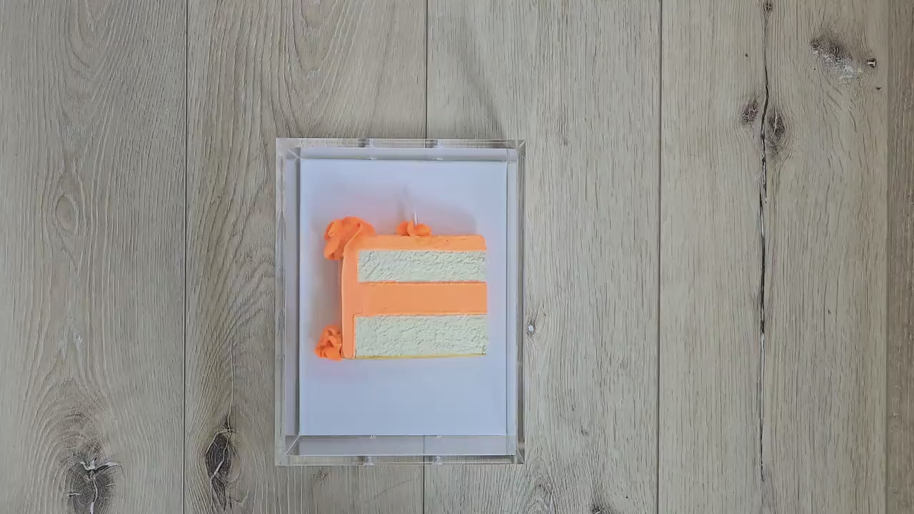 3D Cake Slice Shadow Box Art – Vibrant Neon Whimsical Kitchen Decor, Unique Trendy Art