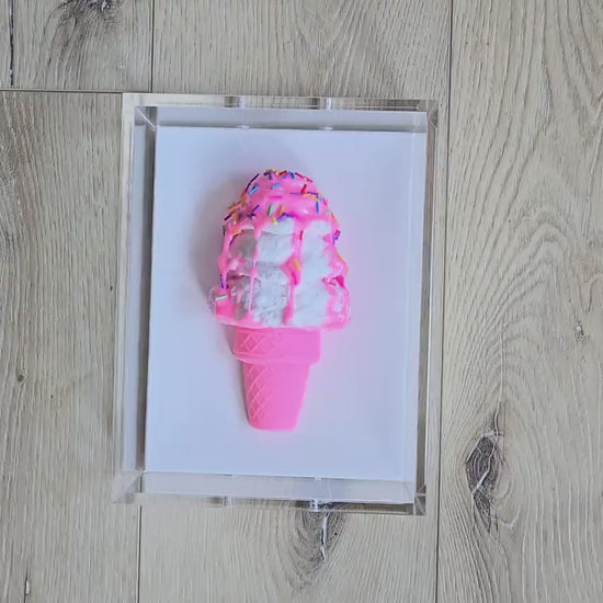 Ice Cream Cone Art | Custom Design Sweet Treats Shadow Box Wall Decor