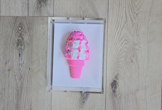 Ice Cream Cone Art | Custom Design Sweet Treats Shadow Box Wall Decor