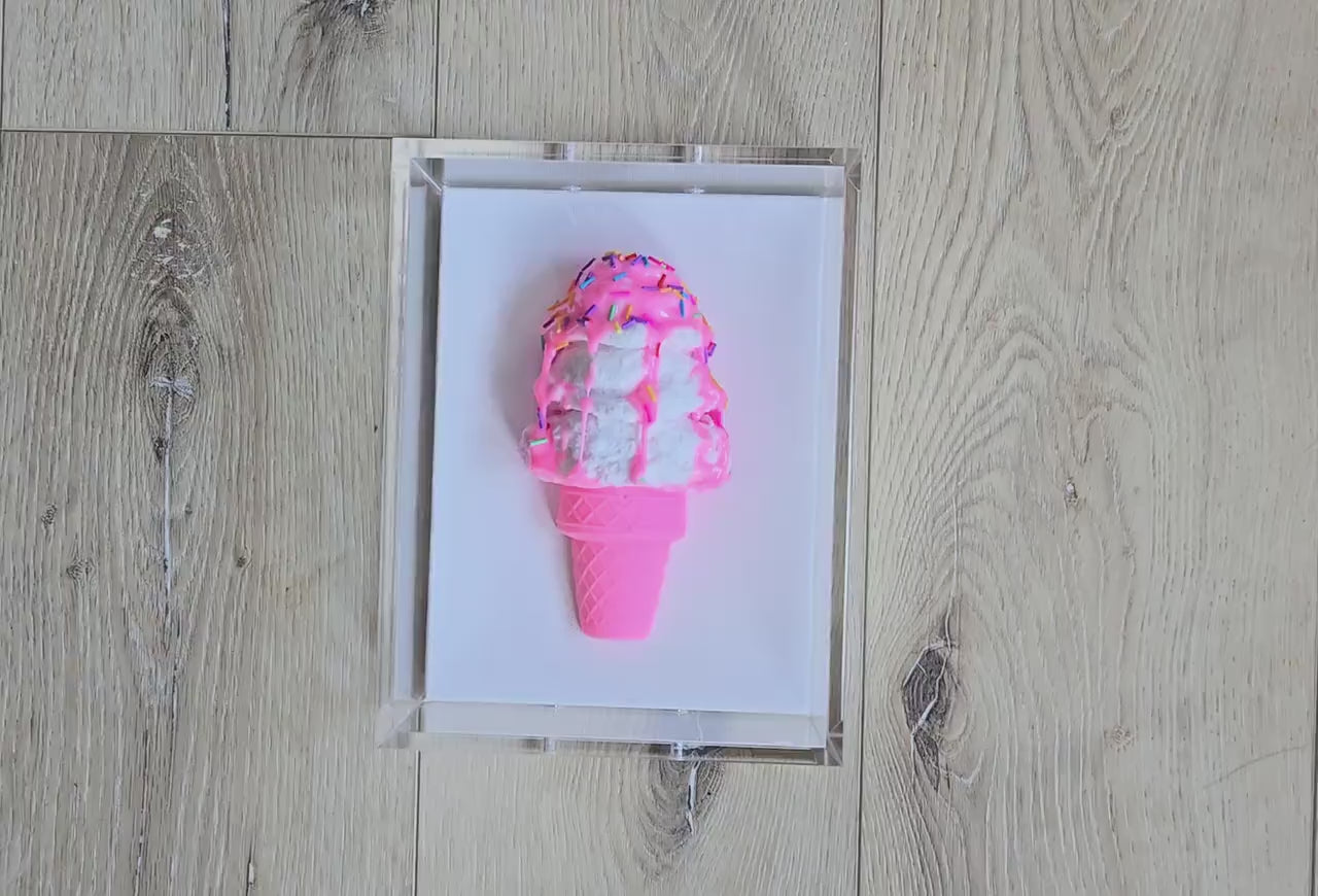 Ice Cream Cone Art | Custom Design Sweet Treats Shadow Box Wall Decor