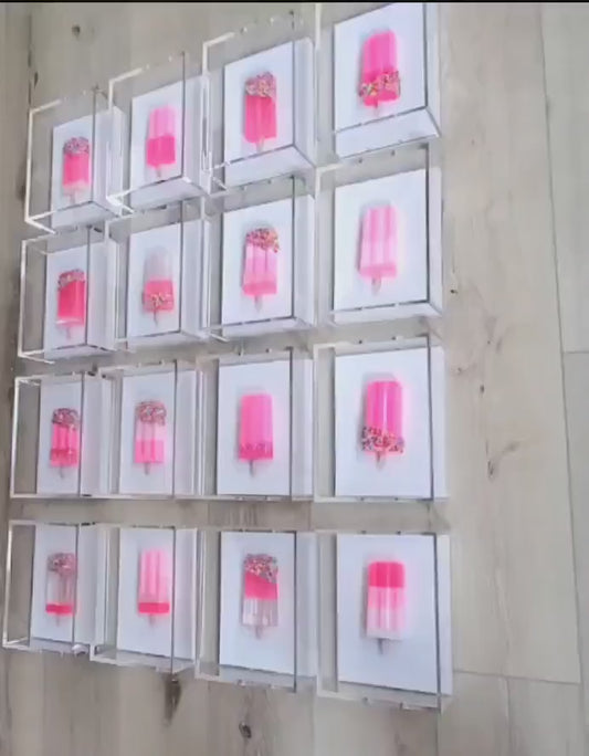 3D Ice Pop In Shadow Box: Whimsical Wall Sculpture
