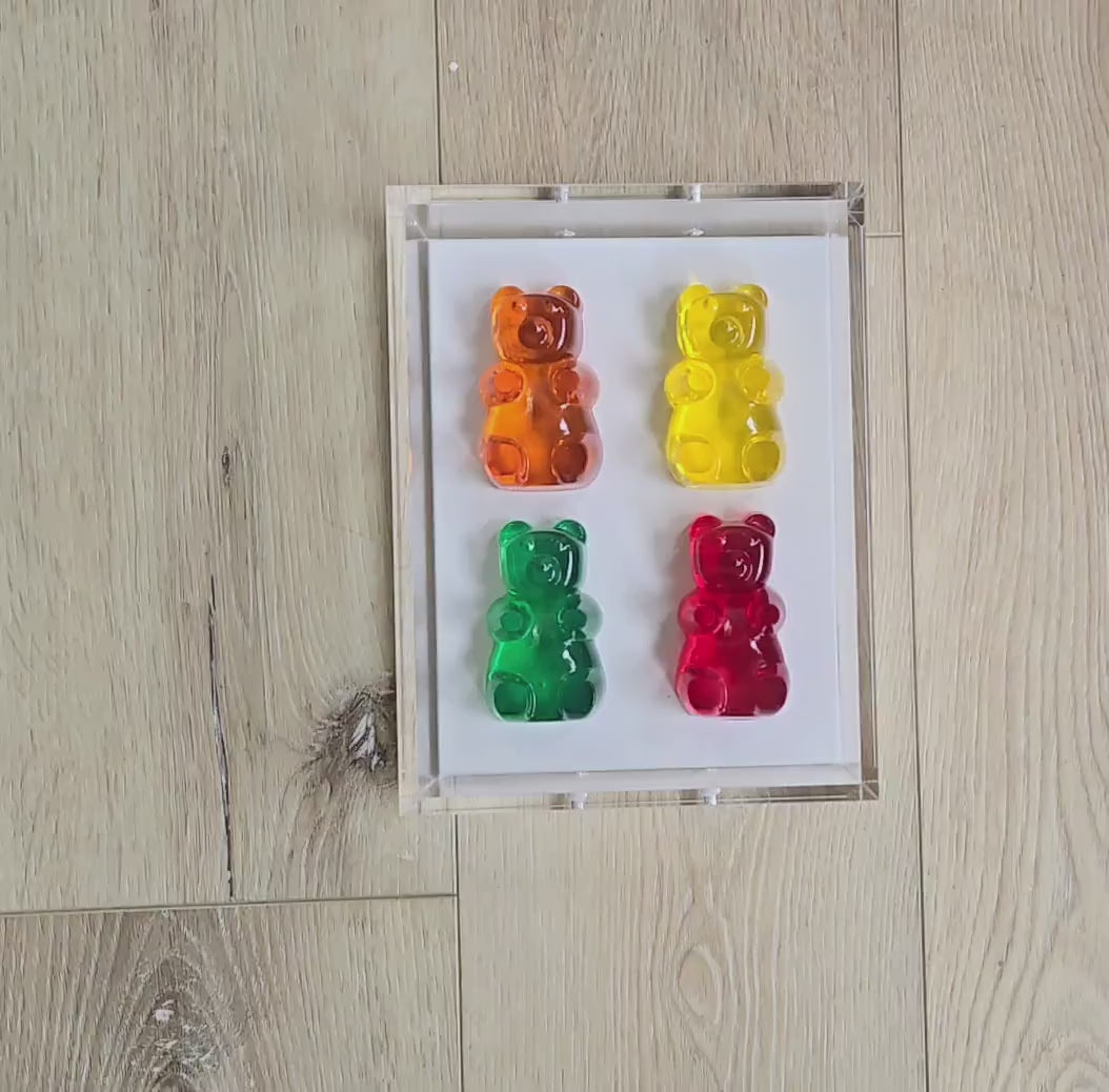 Fun Gummy Resin Bear Wall Hanging, Modern Pop Art Sculpture, Home Decor Gift