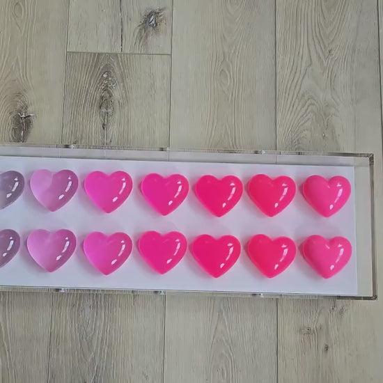 Resin Heart Shadow Box Art: Custom Color Pop Decor, 8x24