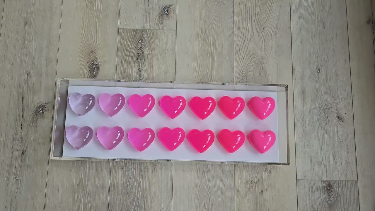 Resin Heart Shadow Box Art: Custom Color Pop Decor, 8x24