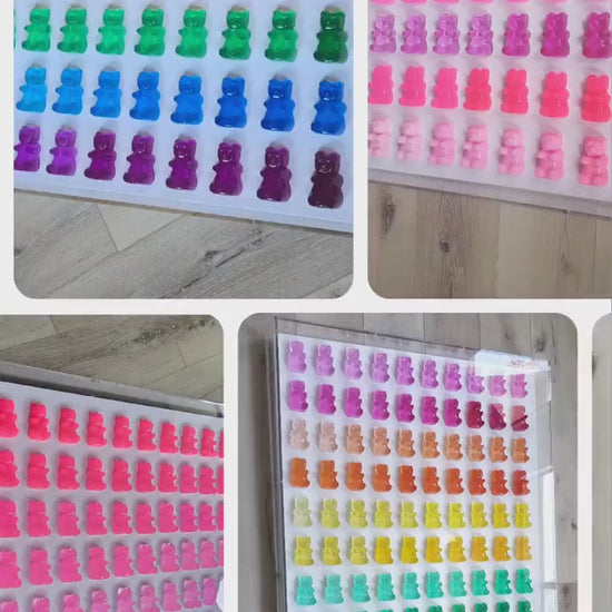 Candy Inspired Resin Gummy Bear Shadow Box: Modern Pop Art Wall Decor