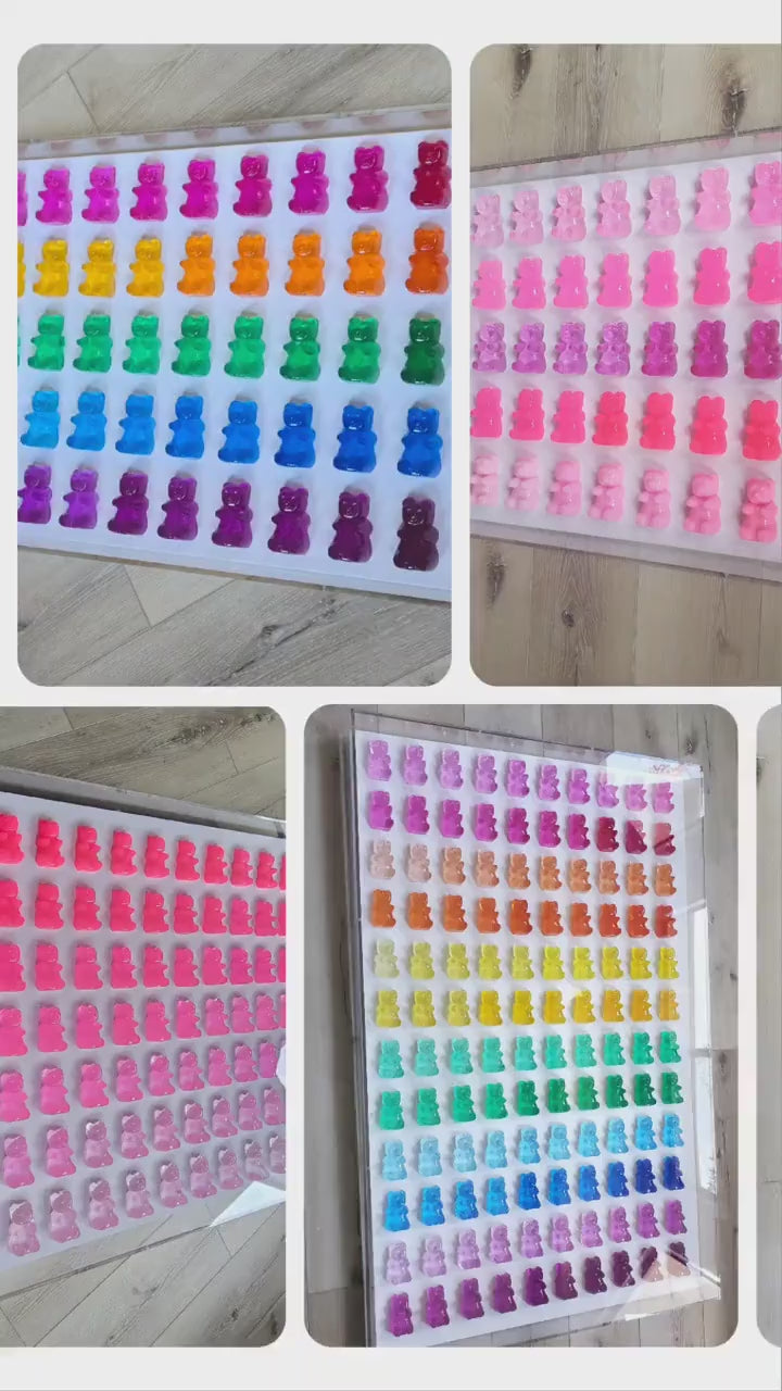 Candy Inspired Resin Gummy Bear Shadow Box: Modern Pop Art Wall Decor