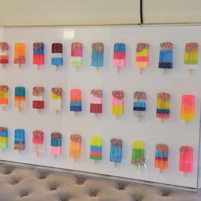 3D Resin Candy Inspired Wall Art: Handmade Pop Art Sculpture, Customizable Colors, 20x40 Canvas