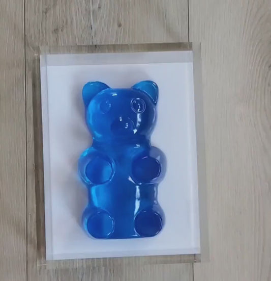 Wall Art, 1 Gummy Bear Sculpture, 1 Luxe Open Frame, Kitchen Decor, Modern Nursery Wall Art, Gift For Any Occasion,3D Pop Art,Candy Wall Art