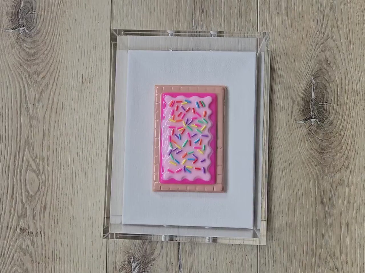 Pastery Wall Art | Resin Candy Sculpture in Acrylic Shadow Box (Nostalgic Decor)
