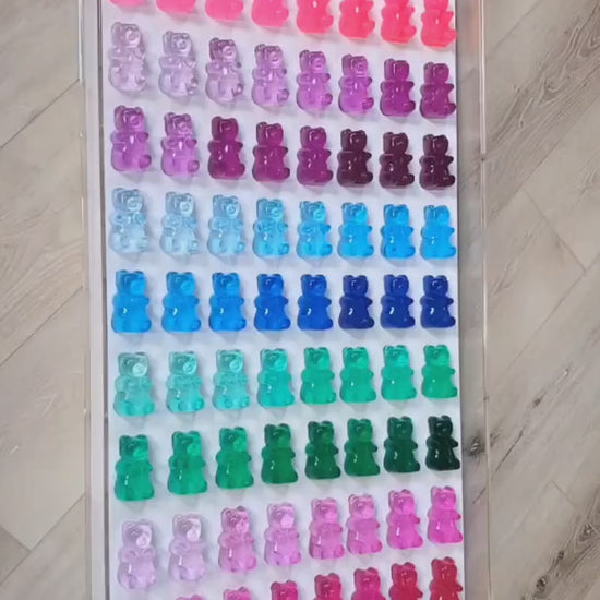 Contemporary Pop Art Gummy Bear Wall Decor | 3D Resin Candy Bear Shadow Box | Vibrant Kitchen or Game Room Art | Modern Interior Design