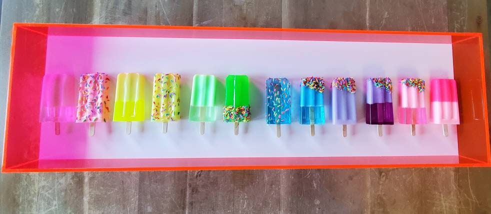 Popsicle Wall Art, 12 Popsicle Sculpture Of Your Choice Of Color. Custom Art Boxes, Modern Wall Art, Kitchen Decor, Wall Installation Art.